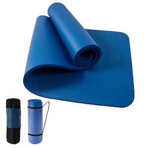 Blue High Density Yoga Mat 72 in. L x 24 in. W x 0.6 in. Pilates Exercise Mat Non Slip (12 sq. ft.)