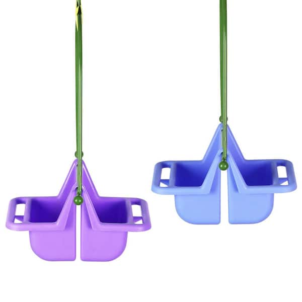 Exhart 2 Piece Hanging Basket Bird Feeders in Blue and Purple, 8.5 by 16 Inches