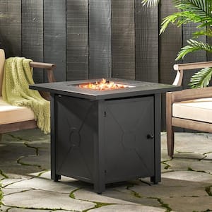 28 in. 40,000 BTU Square Steel Gas Outdoor Patio Fire Pit Table in Black