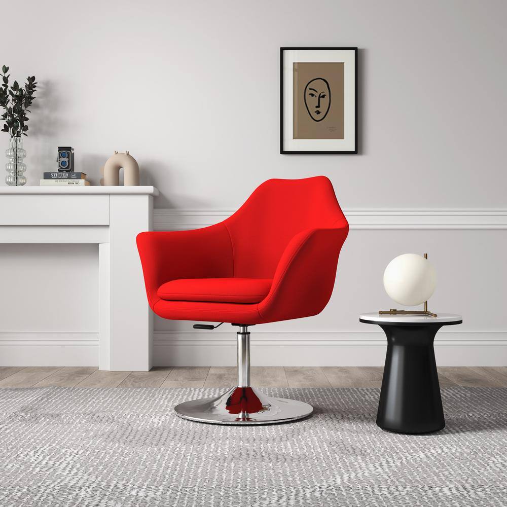 Kinsey Red Wool Blend Low-Profile Swivel Accent Chair