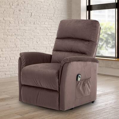 Brown Powel Lift Recliner Chair with Remote Control for Elderly, Heavy Duty and Soft Fabric Sofa for Living Room
