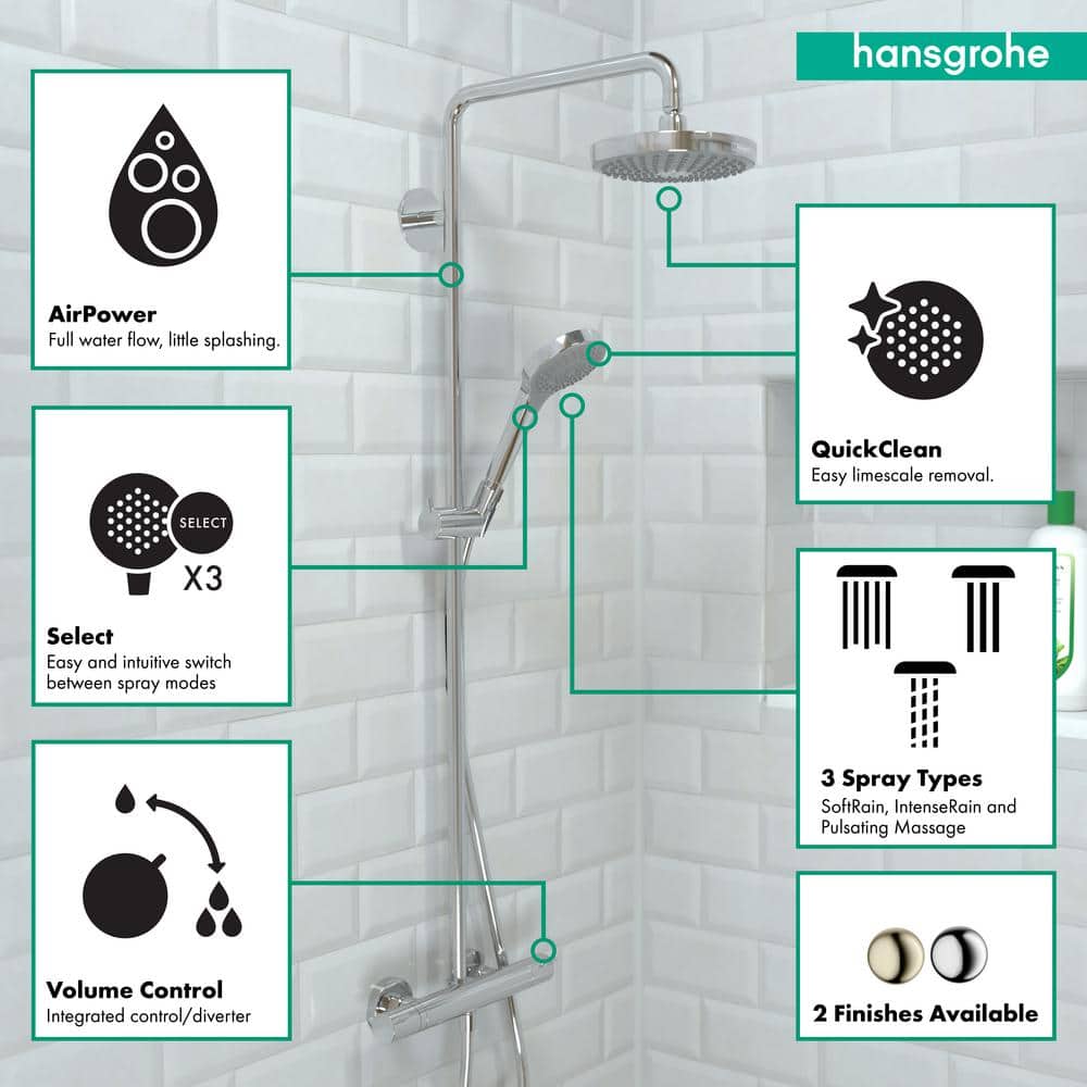 Chrome Adjustable Height Multi-Head Shower System