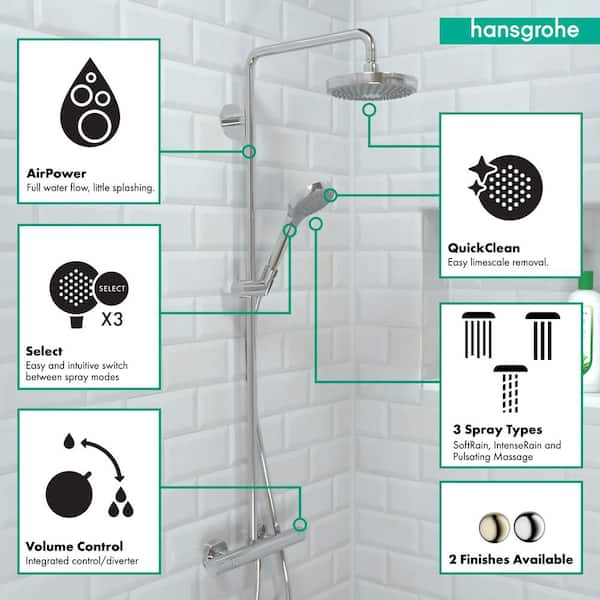 Hansgrohe S 2-Spray46 in. Dual Showerhead and Handheld Showerhead in Chrome 27254001 - The Home Depot