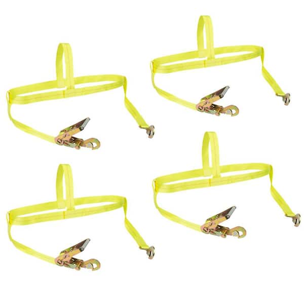 Tire Bonnet Ratchet Tie Down Strap with 3,333 lb. Safe Work Load - 4 pack