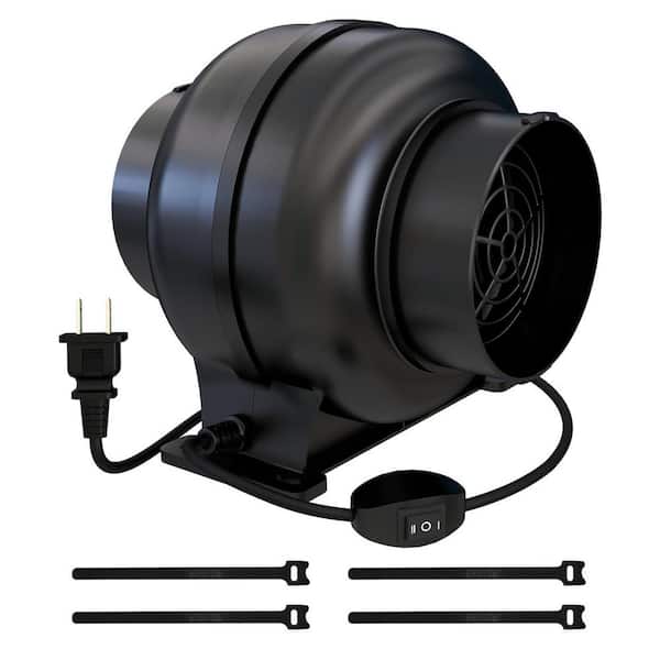 3.5 Inch Inline Duct Ventilation Fan with Dual Speed Controller Air Blower for Grow Tent Greenhouse Basement Black