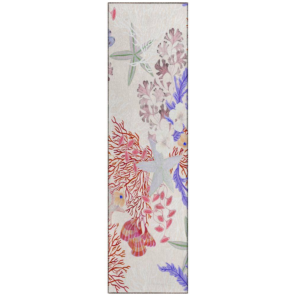 Surfside 2 ft. 3 in. x 7 ft. 6 in. Ivory Geometric Indoor/Outdoor Area Rug