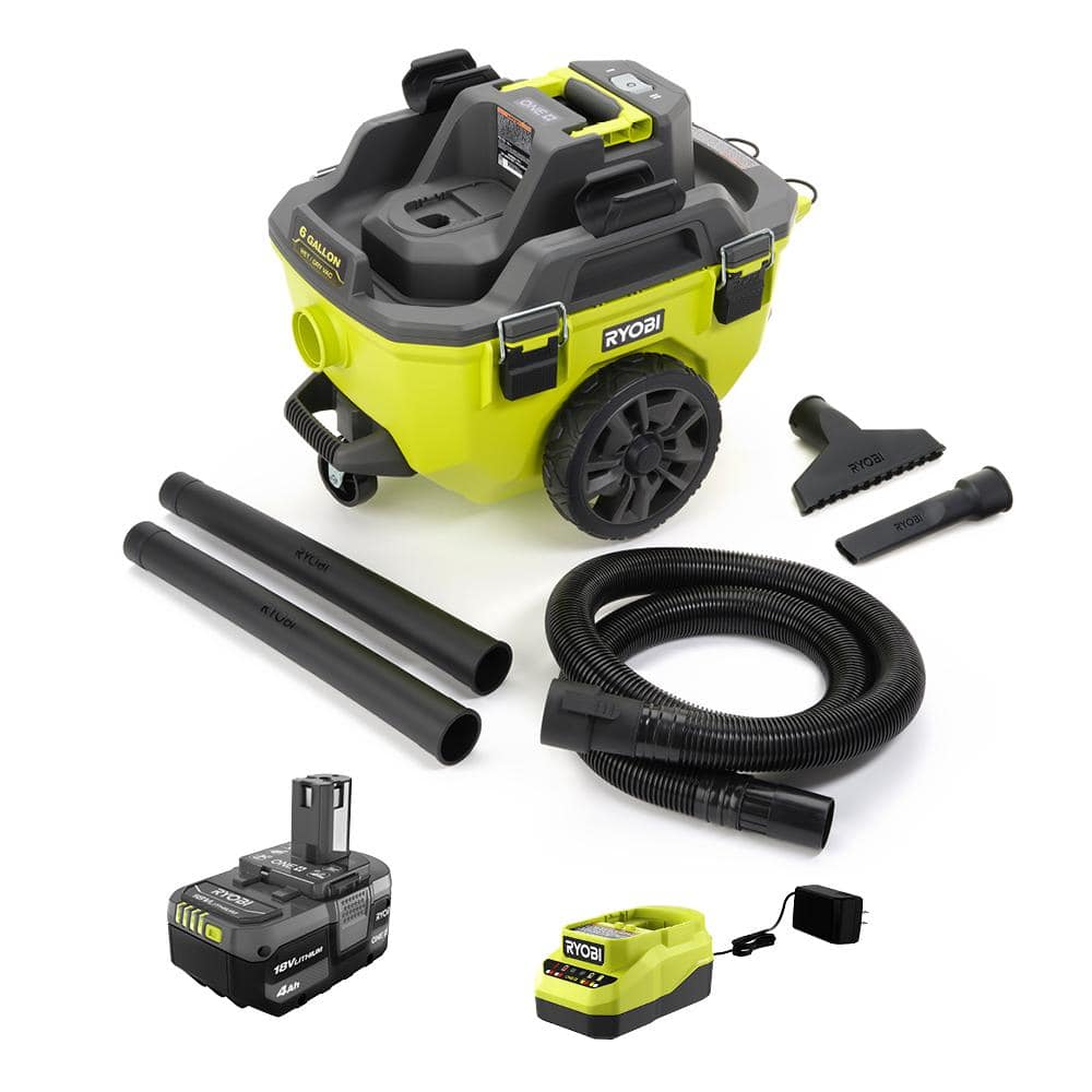 RYOBI ONE+ 18V Cordless 6 Gal. Wet Dry Vacuum Kit with 4.0 Ah