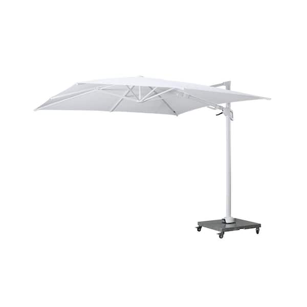BELLINI HOME AND GARDENS Amour 10 ft. Square Aluminum Cantilever Tilt Outdoor Patio Umbrella with Granite Base in All White