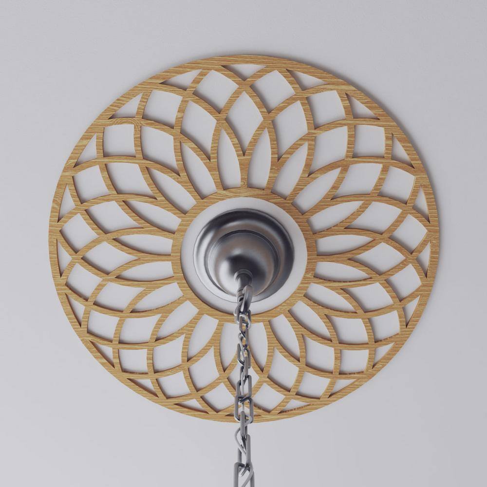 18" Round Unfinished Oak Ceiling Medallion with Pierced Design