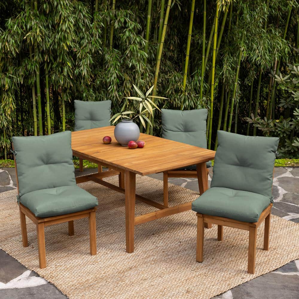 Sage Green Eco-Friendly Bamboo Viscose Dining Chair Cushions, Set of 2