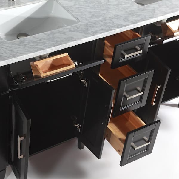 72 Double Bathroom Vanity Base Only RTA Cabinet Store Base Finish: Weston Espresso - Configuration #3