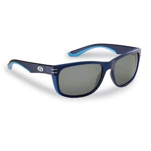 Double Header Polarized Sunglasses Matte Navy Frame with Smoke Lens