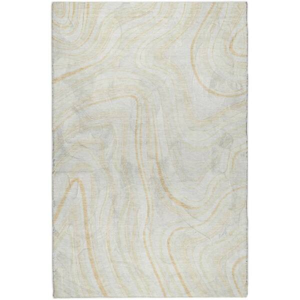 Dream Shag Premium Machine Washable Abstract ADS756 Ivory 5 ft. x 7 ft. 6 in. Area Rug