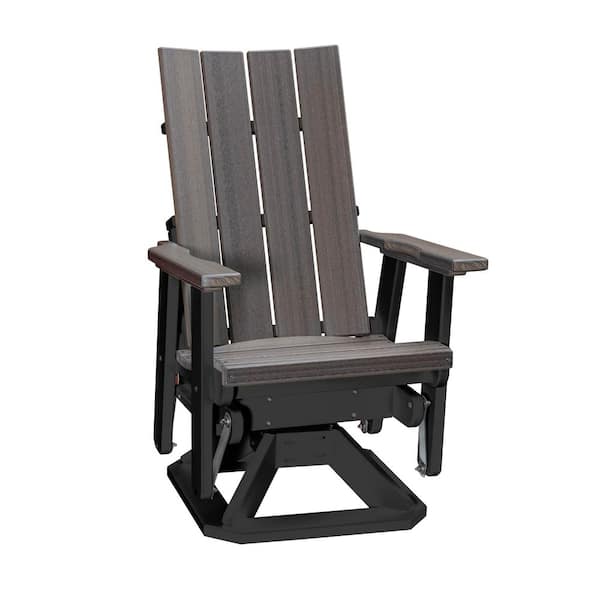 American Furniture Classics Brandon Series Black High Density Polyethylene Swivel Outdoor Rocking Chair (Set of 1)