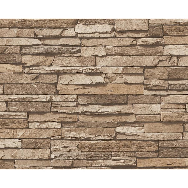 AS CREATION Dekora Natur 6 Beige, Brown Slates Classic Vinyl Strippable Wallpaper (Covers 57 sq. ft.)