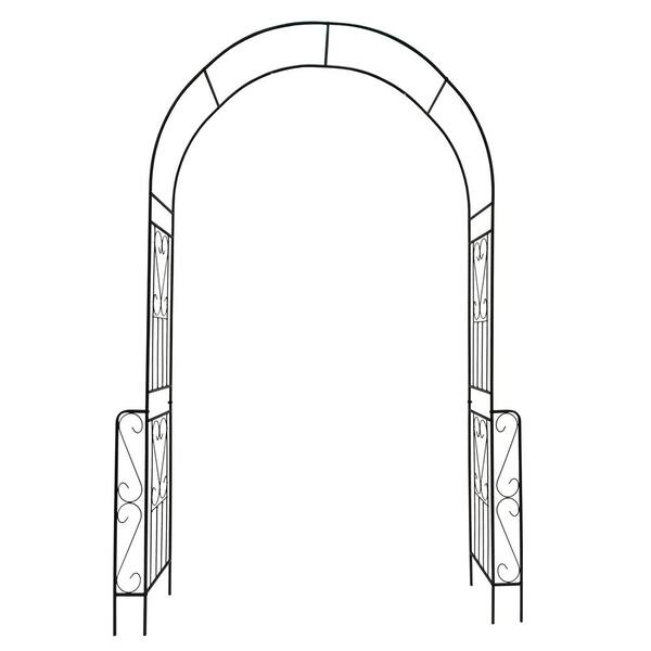 55 in. x 94.5 in. Metal Garden Arch Climbing Plants Support Rose Outdoor Arbors in Black