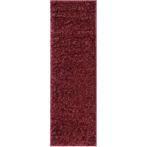 Elle Basics Emerson Solid Shag Red 2 ft. 7 in. x 9 ft. 6 in. Runner Area Rug