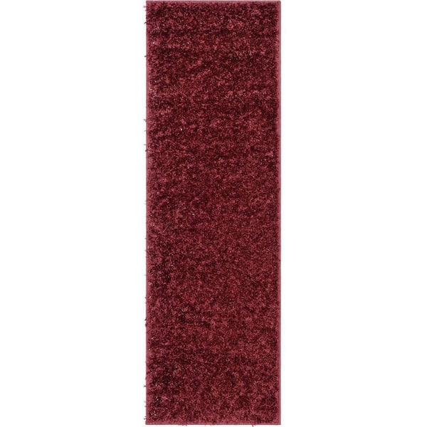 Well Woven Elle Basics Emerson Solid Shag Red 2 ft. 7 in. x 9 ft. 6 in. Runner Area Rug
