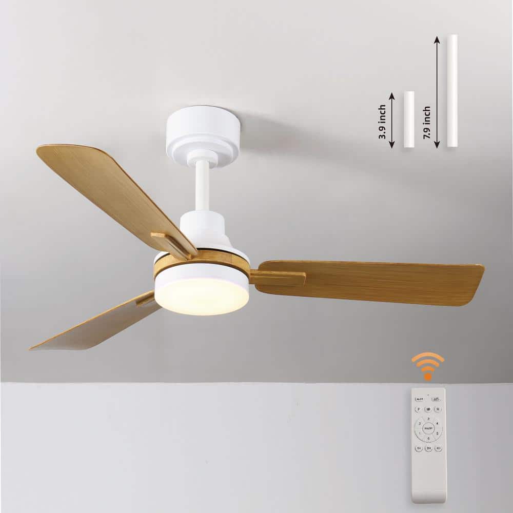 42 in. Smart Indoor White Ceiling Fan with 3-Colors LED Light and DC Revers