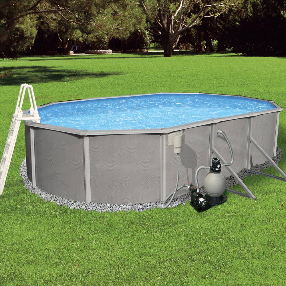 Belize 30' x 15' Oval Steel Above Ground Pool with Pump