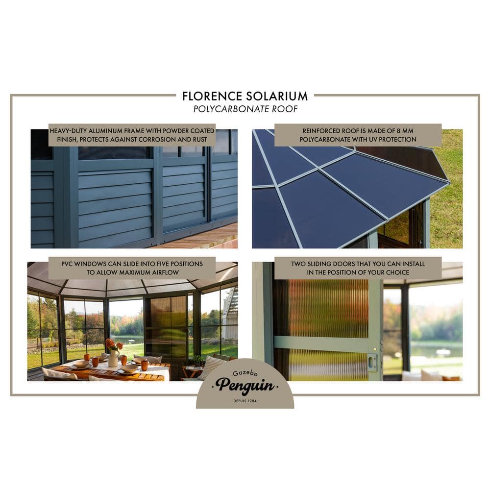 Florence Gray Aluminum and Polycarbonate Outdoor Solarium