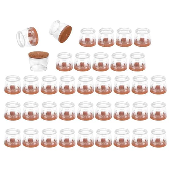 32-Pack Silicone Felt Chair Leg Protectors for Hardwood Floors, Square Fits 1.25''-1.60'', Non-Slip Scratch Prevention