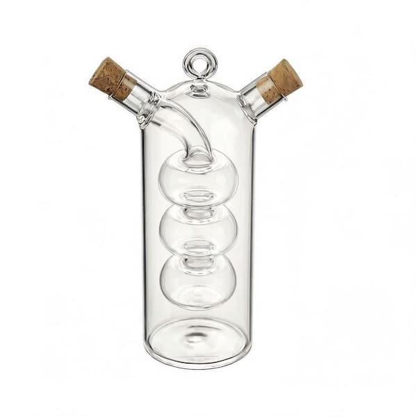 2-in-1 Transparent Dual Glass Oil Dispenser, Olive Oil and Vinegar Cruet Bottles, Kitchen Cooking Container for Home Use