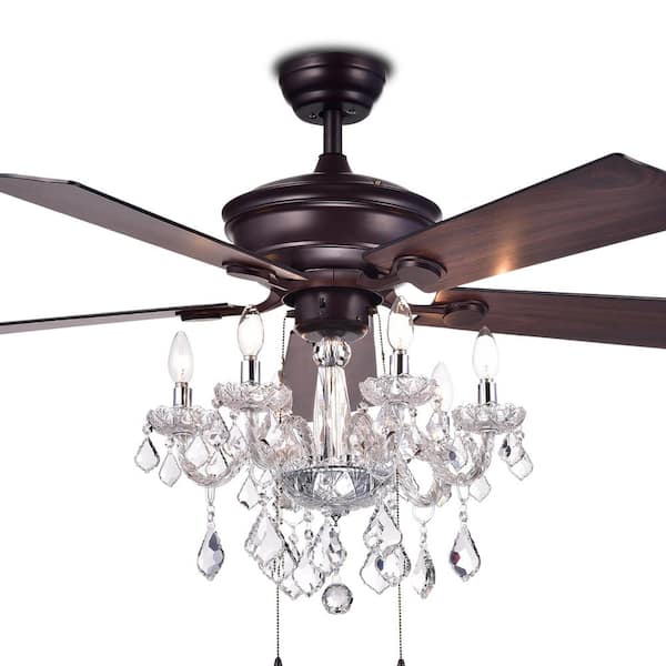 Havorand 52 in. 5-Light Indoor Bronze Finish Hand Pull Chain Ceiling Fan with Light Kit