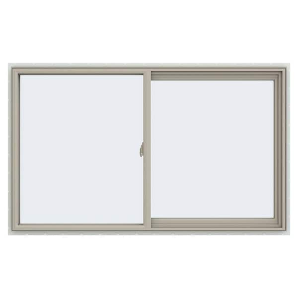 JELD-WEN 59.5 in. x 35.5 in. V-2500 Series Desert Sand Vinyl Right-Handed Sliding Window with Fiberglass Mesh Screen