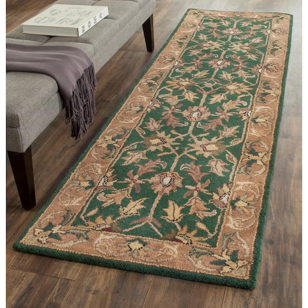 Heritage Dark Green/Gold 2 ft. x 10 ft. Border Runner Rug