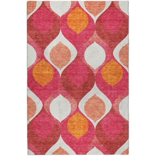 Dream Shag Premium Machine Washable Abstract ADS749 Pink 10 ft. x 14 ft. Area Rug