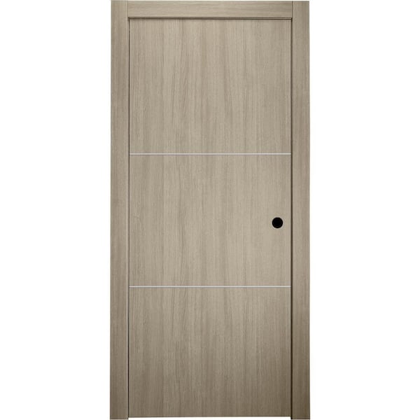 Belldinni 28 in. x 80 in. Viola 2H Shambor Finished Aluminum Strips Left-Hand Solid Core Composite Single Prehung Interior Door