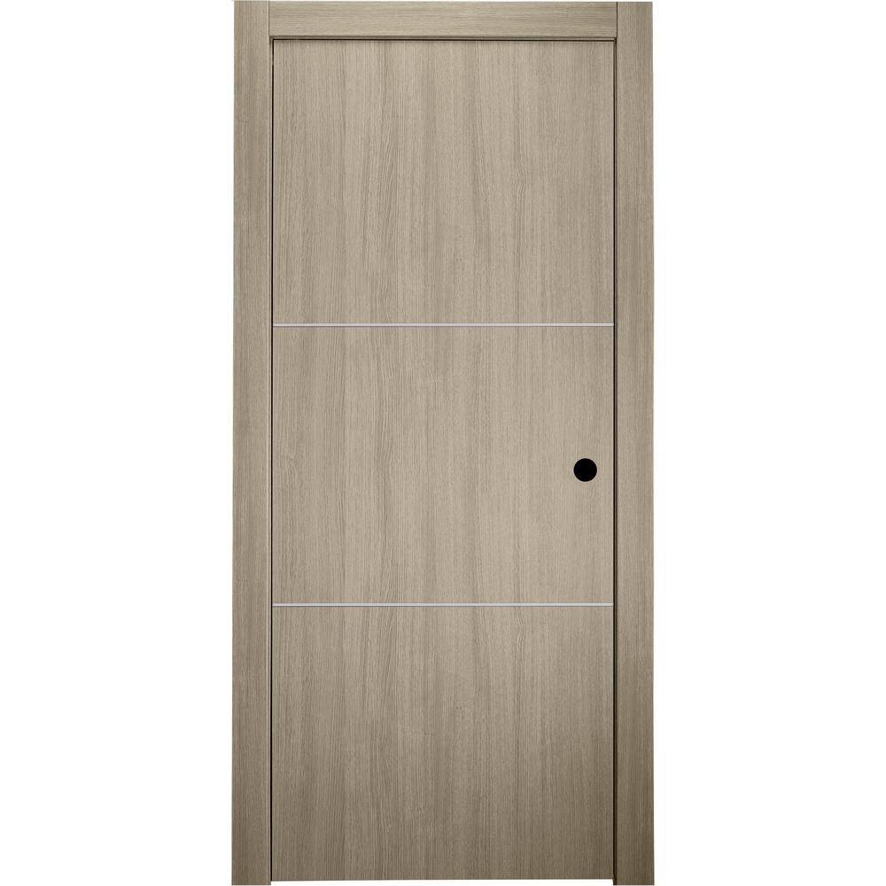 36 in. x 80 in. Viola 2H Shambor Finished Aluminum Strips Left-Hand Solid Core Composite Single Prehung Interior Door price history on PriceWatchPro