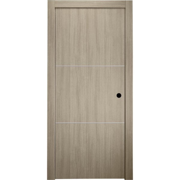 Belldinni 36 in. x 80 in. Viola 2H Shambor Finished Aluminum Strips Left-Hand Solid Core Composite Single Prehung Interior Door