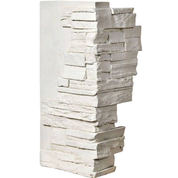 Ekena Millwork 1-1/2 in. x 12 in. x 25 in. Dove White Urethane Dry Stack Stone Outer Corner Wall Panel