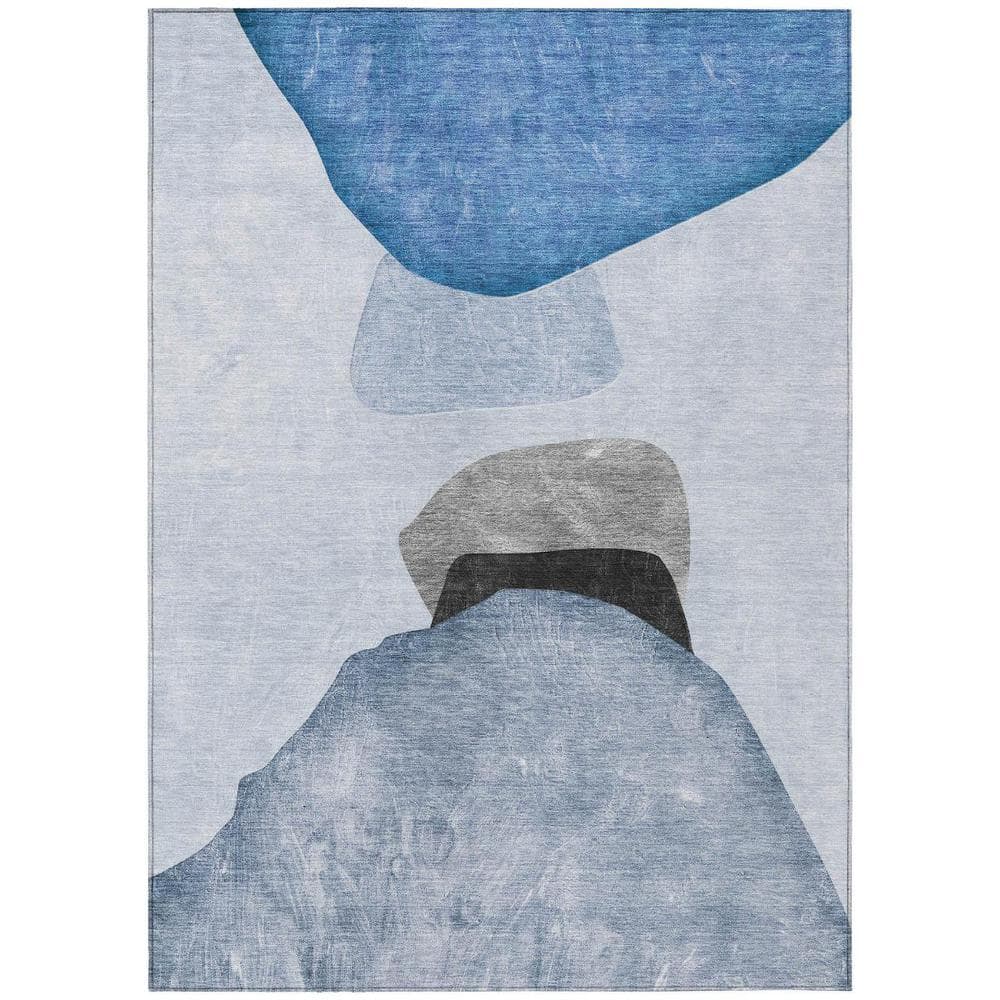 Blue Gray and Black 9 ft. x 12 ft. Woven Abstract Rectangle Indoor/Outdoor Area Rug price history on PriceWatchPro