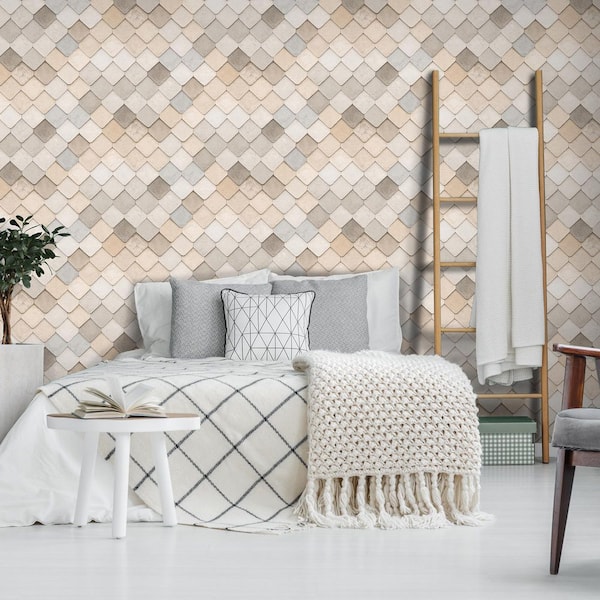 Vintage Tiles Beige Wallpaper