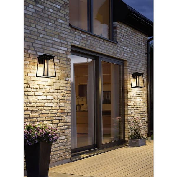 18 in. Black Outdoor Hardwired Wall Sconce with No Bulbs Included