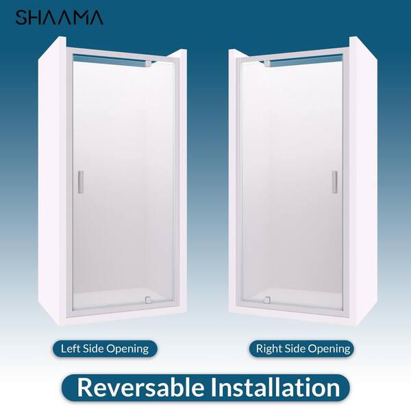 SHAAMA 33-34 in. W x 72 in. H Pivot Framed Swing Shower Door