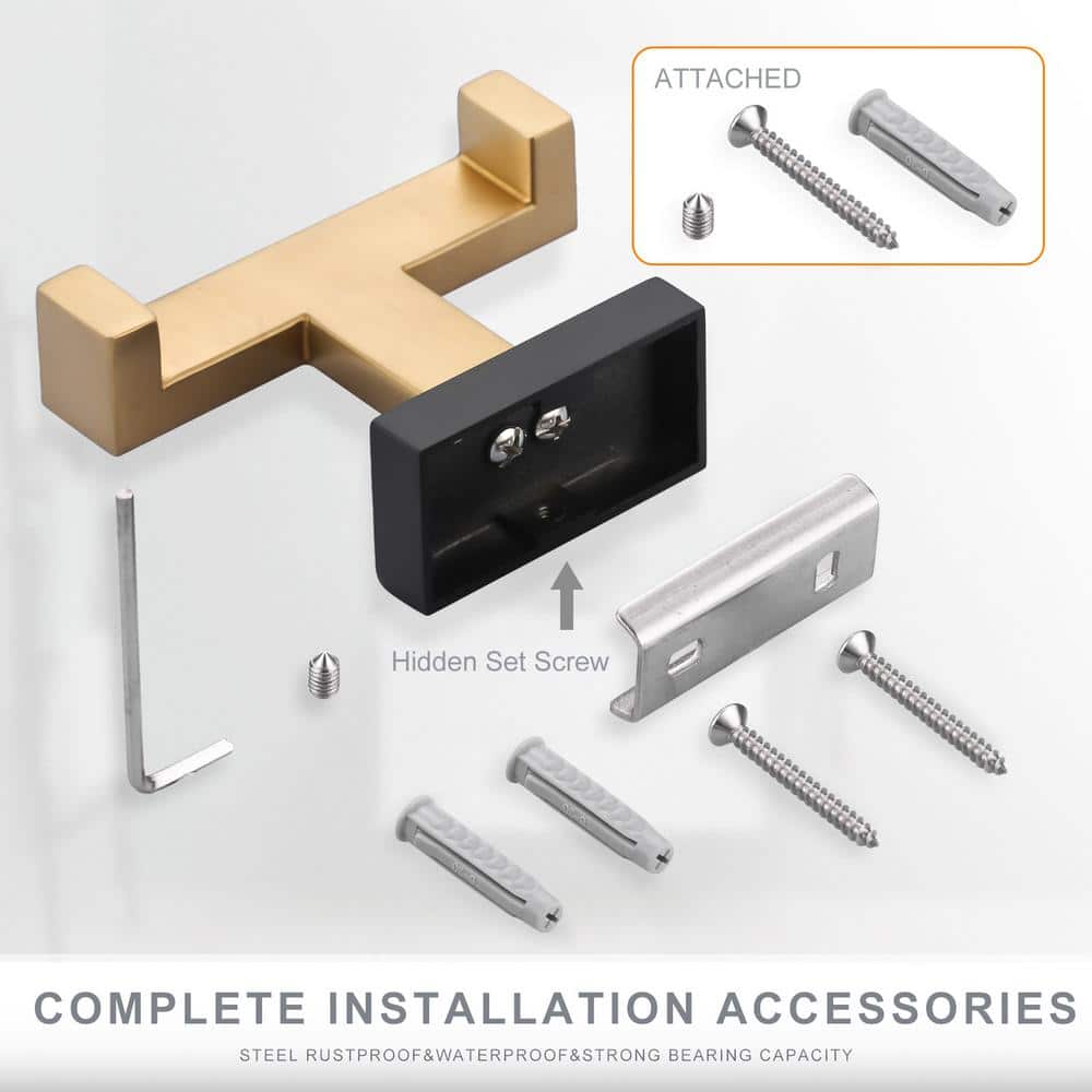 Matte Black and Gold Stainless Steel Double Towel Hook