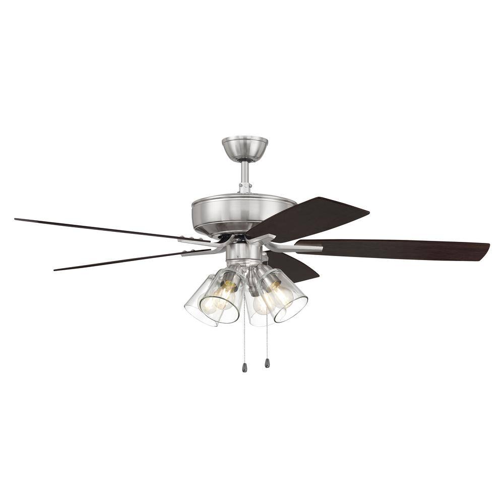 Brushed Nickel 52" Ceiling Fan with LED Lights and Reversible Blades