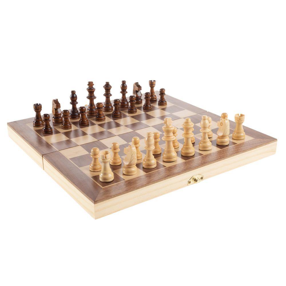 Hey! Play! Wooden Travel Chess Set HW3500112 - The Home Depot