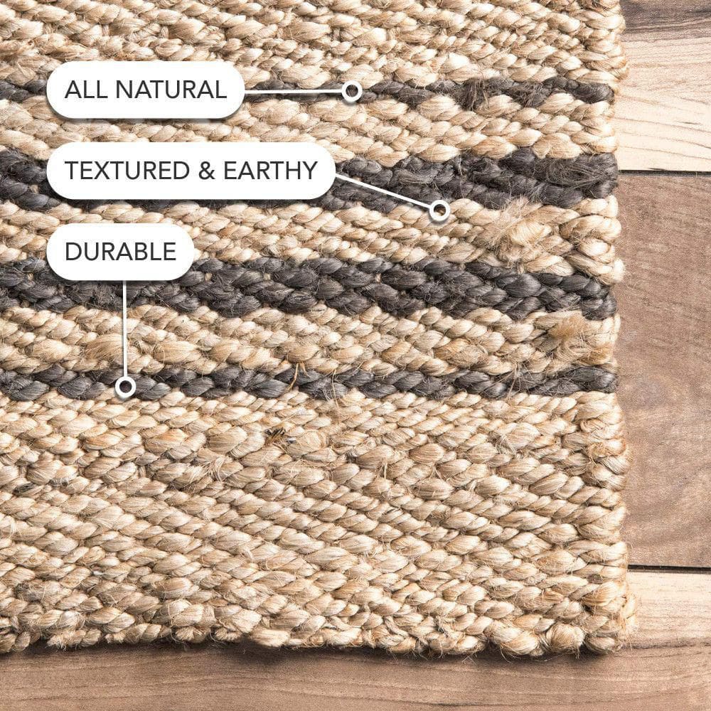 Sandy Natural Striped Jute Handmade Area Rug 3' x 5'