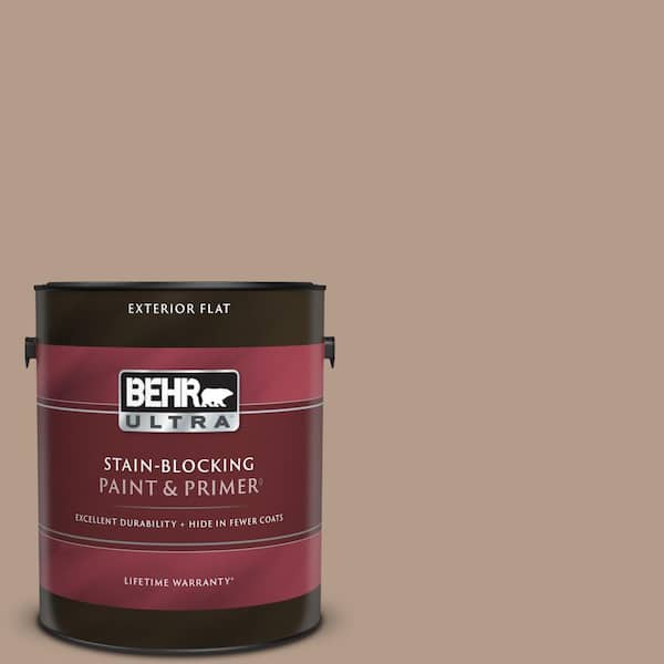 BEHR ULTRA 1 gal. #PMD-77 Rich Taupe Flat Exterior Paint & Primer