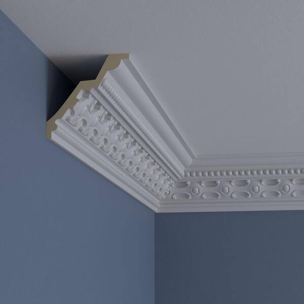 Ekena Millwork 4-1/8 in. x 4-1/8 in. x 94-1/2 in. Polyurethane Zadlo Crown Moulding