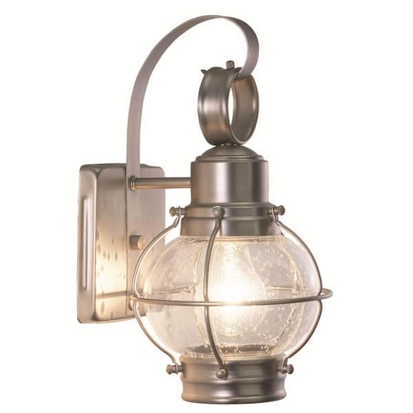 Chatham 1 Light Brushed Nickel Coastal Outdoor Wall Lantern Clear Glass