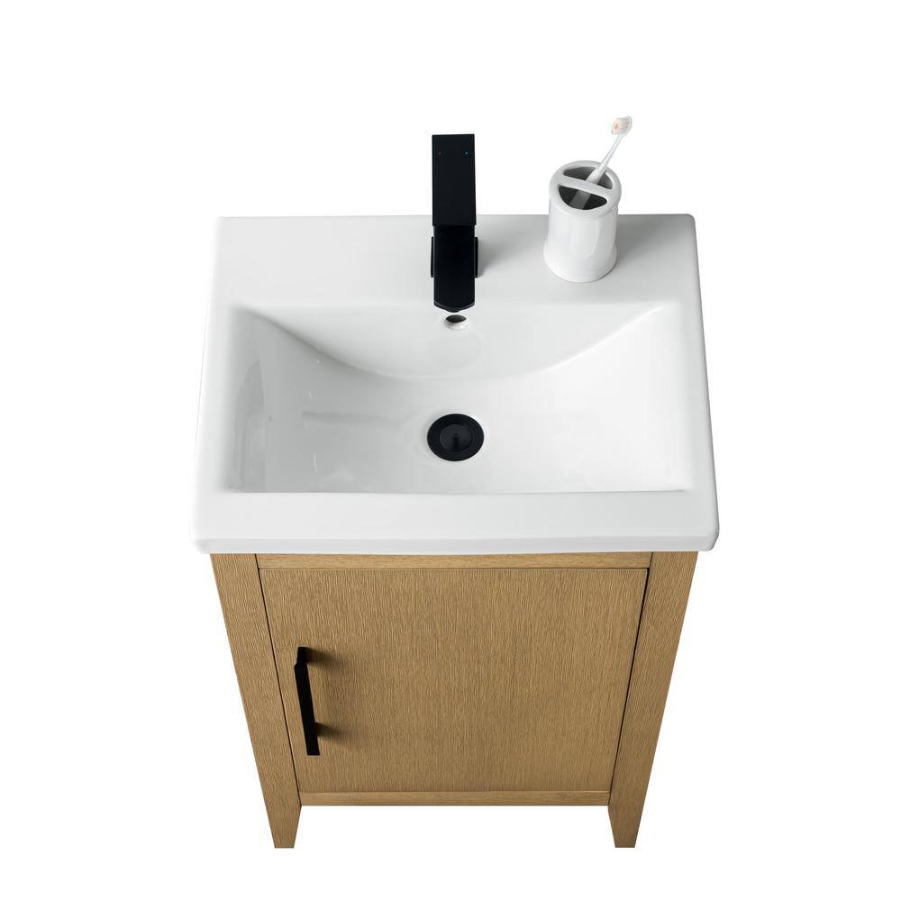 Natural Oak Single Bathroom Vanity with Ceramic Top