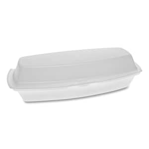 7.25 in. x 3 in. x 2 in. White Single Tab Lock Hot Dog Foam Hinged Lid Containers (504-Carton)