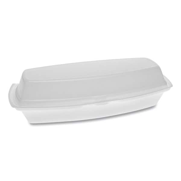 Choice 16 oz. White 8 x 5 1/4 x 1 1/2 Rectangular Microwavable Heavy  Weight Container with Lid - 150/Case