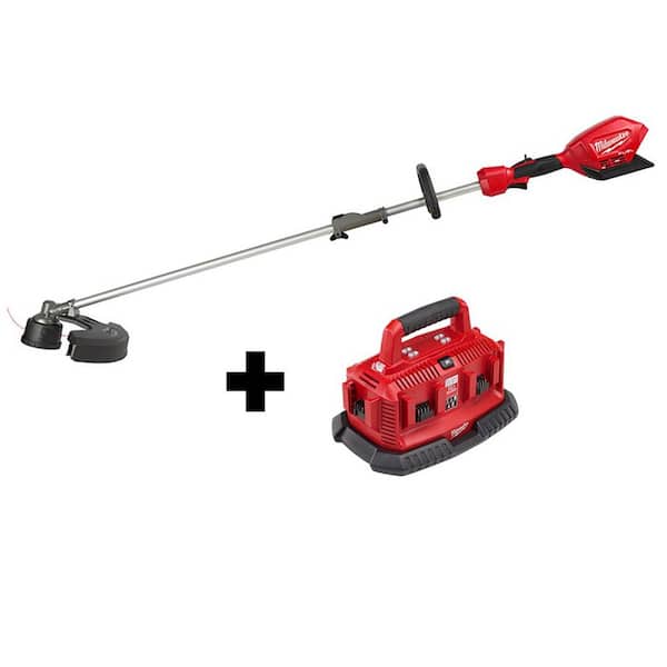 Milwaukee 2825-20ST-48-59-1806 M18 FUEL 18V Lithium-Ion Cordless Brushless String Trimmer with Attachment Capability with M18 6-Port BatteryCharger - 1